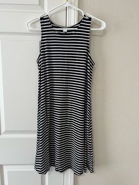 Old Navy Striped Swing Dress Black White Sleeveless Size Small